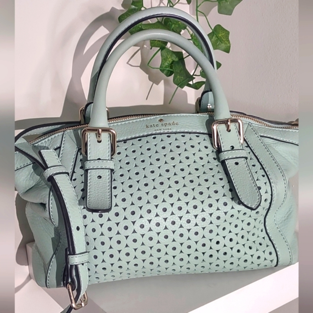 Kate Spade Mint Green Laser Cut Leather Satchel